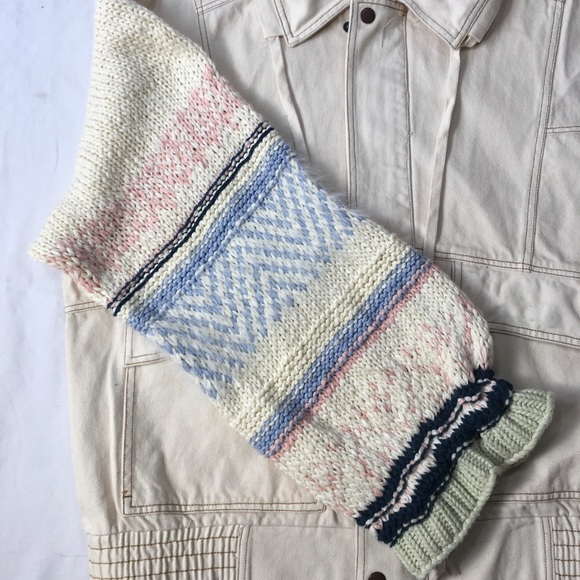 NWOT Free People Loose Thoughts Ivory Denim Jacket - Picture 9 of 15